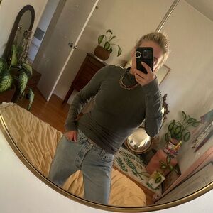 Free People Dark Gray Long Sleeve Top